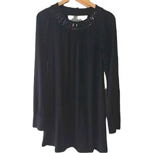 Zinc Black Beaded Neckline Cutout Back Tunic size L
